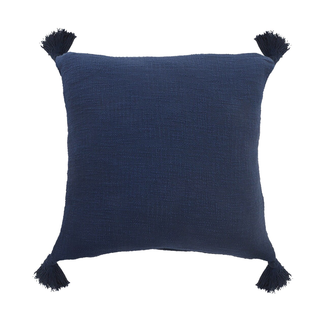Laddha Home Designs 20" Blue Solid Hand Woven Square Throw Pillow